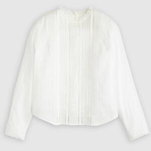 Lauren Ralph Lauren Open Lace Inset Pintuck Blouse NWT M